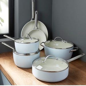 Green Pan Padova Light Blue Healthy Ceramic Non-Stick Set 10-Piece New